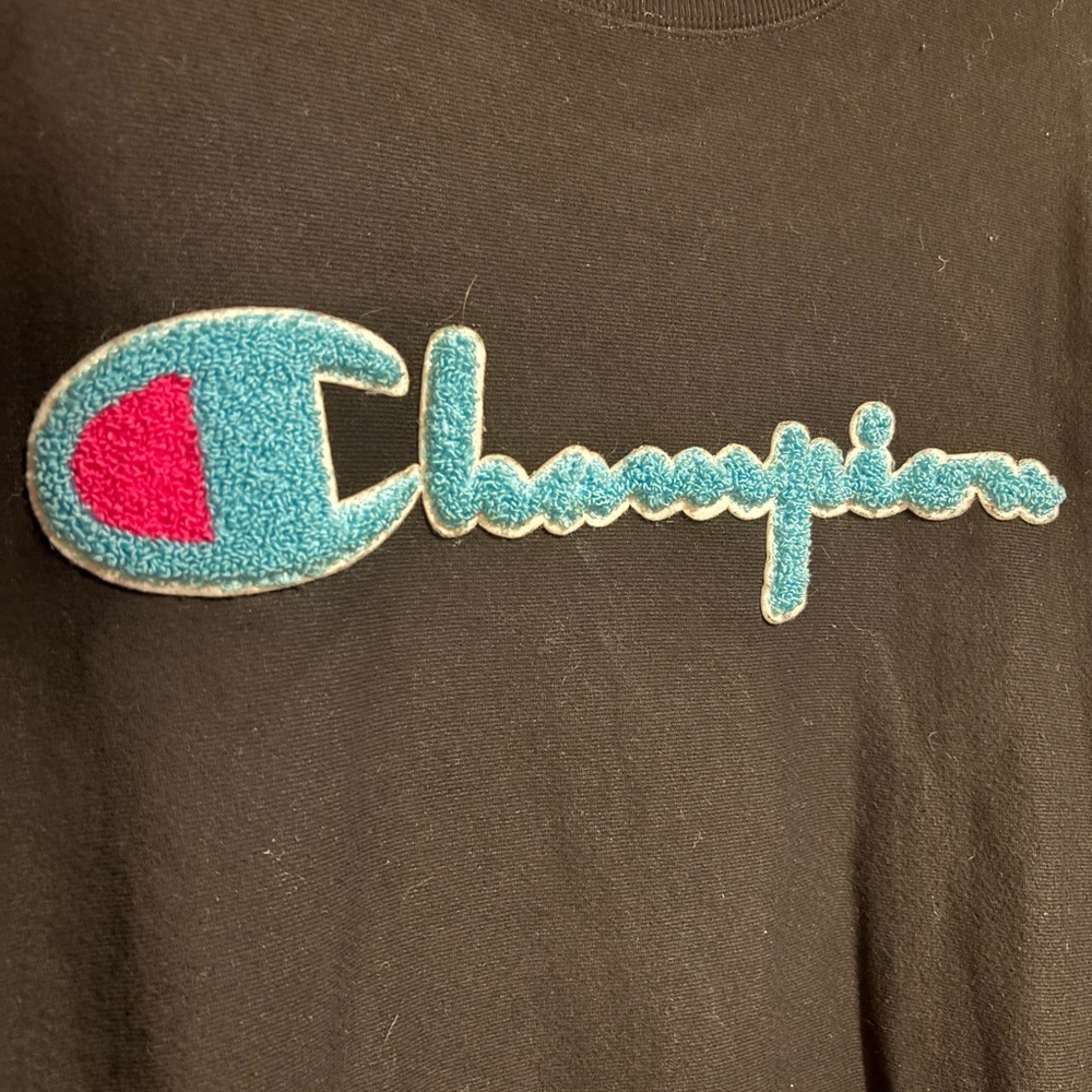CHAMPION VINTAGE Black Reverse Weave Crewneck Pullover Sweater Adult Size Medium - Picture 2 of 6
